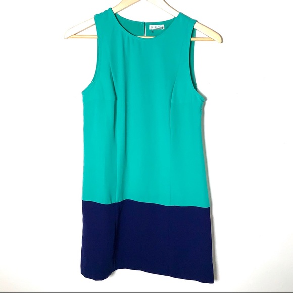 Cooperative teal and blue color block shift dress - Picture 1 of 3
